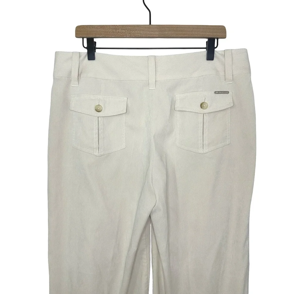 Michael Kors Cream Corduroy Wide Leg Trousers Off White‎ Pants Size 14
